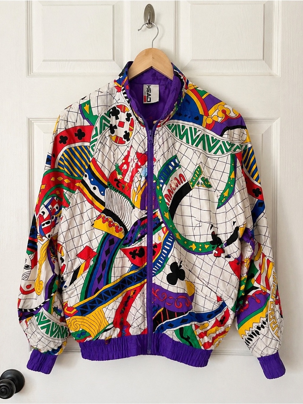 Head Sportwear Vintage Colorful Abstract Bomber Jacket Size M - Picture 2 of 4